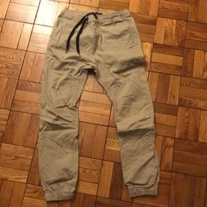 Zanerobe khaki joggers. Super clean.
